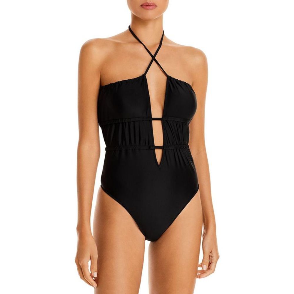 Ramy Brook Womens  Marta Black Plunge One-Piece Swimsuit Swimsuit NWT